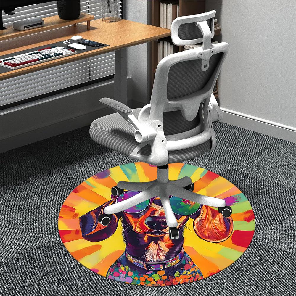 

1pc Colorful Dog Print Chair Carpet for Office Non-Slip, Machine Washable Rug for Office - Holiday DecorMachine Made yy251029076 80cm by 80cm
