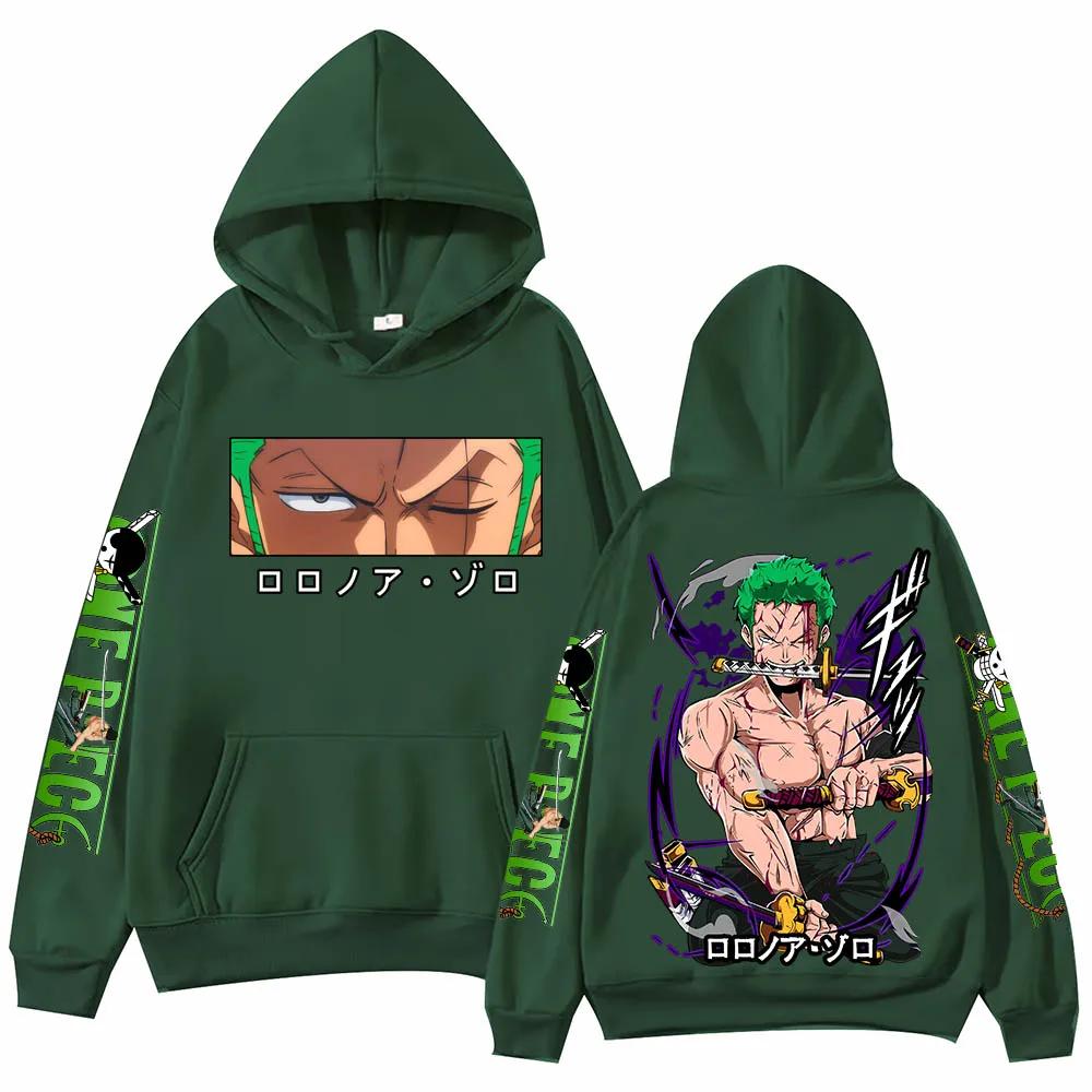 2025 Anime Zoro Hoodie Harajuku Hip Hop Hoodies Men Sweatshirts Hooded Pocket Streetwear Clothes Pullover Tops Sweatshirt Gift