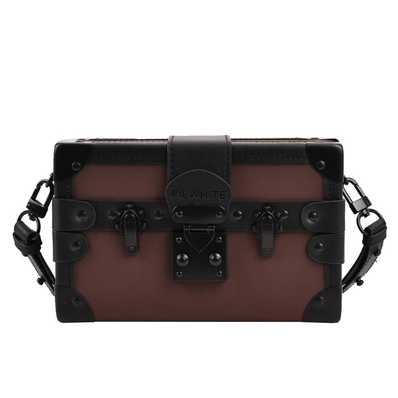 

This year s popular bag new 2025 Korean version fashion rivet color matching shoulder bag ins women s messenger box bag