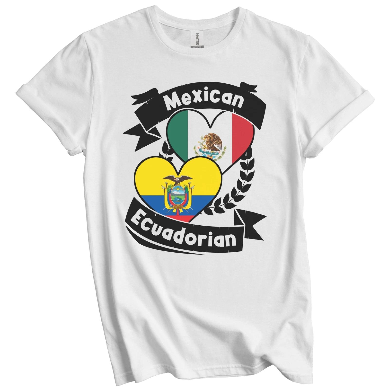 Mexican Ecuadorian Heart Flags Mexico Ecuador T-Shirt XL
