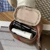 Canvas Cowhide Small Change Purse Ins Style Simple Portable Neck Hanging Lipstick Makeup Bag Leather Earphone