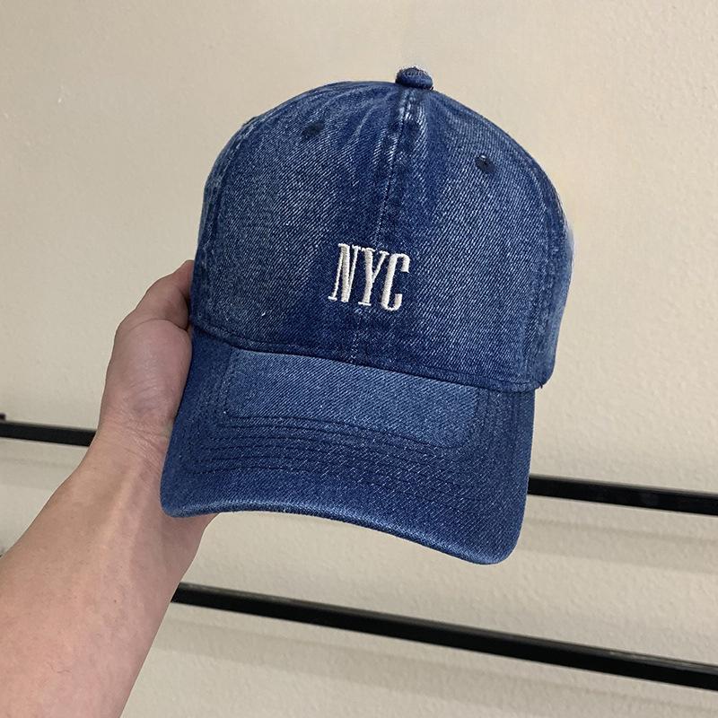 Spring and Summer Washing Denim Embroidered Baseball Cap for Women Korean Style Fashionable Street Sunshade Showing Face Small Baseball Cap