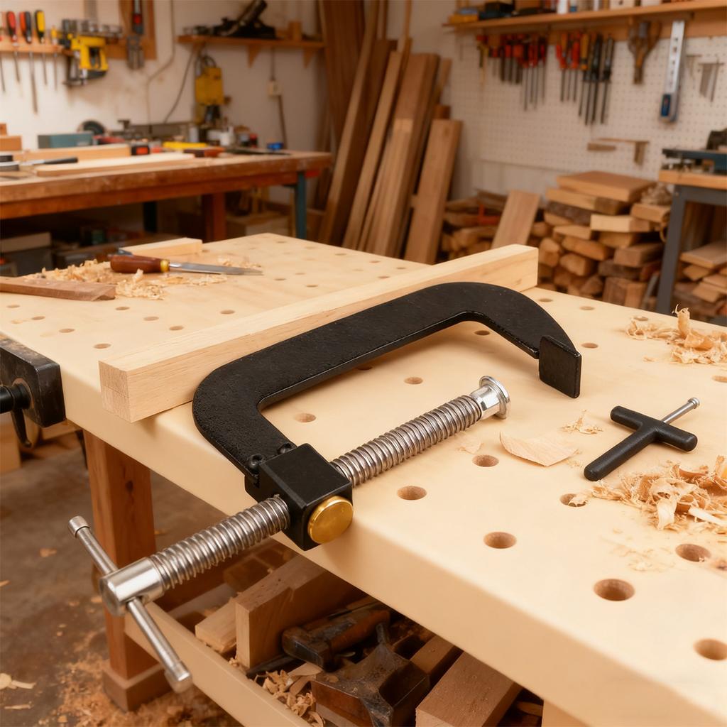 G Clamp 4 Inch Heavy Duty Steel Clamps Set, Cast Iron Frame Black Industrial Strength Clamp for Woodworking, Welding & Building