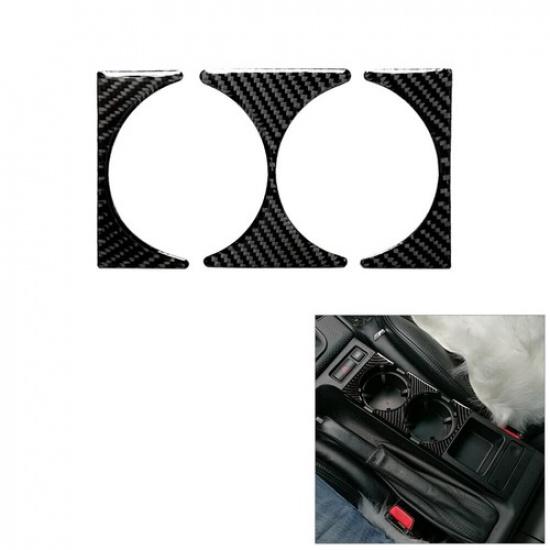3Pcs For BMW 3Series E46 98-05 Carbon Fiber Interior Center Cupholder Cover Trim