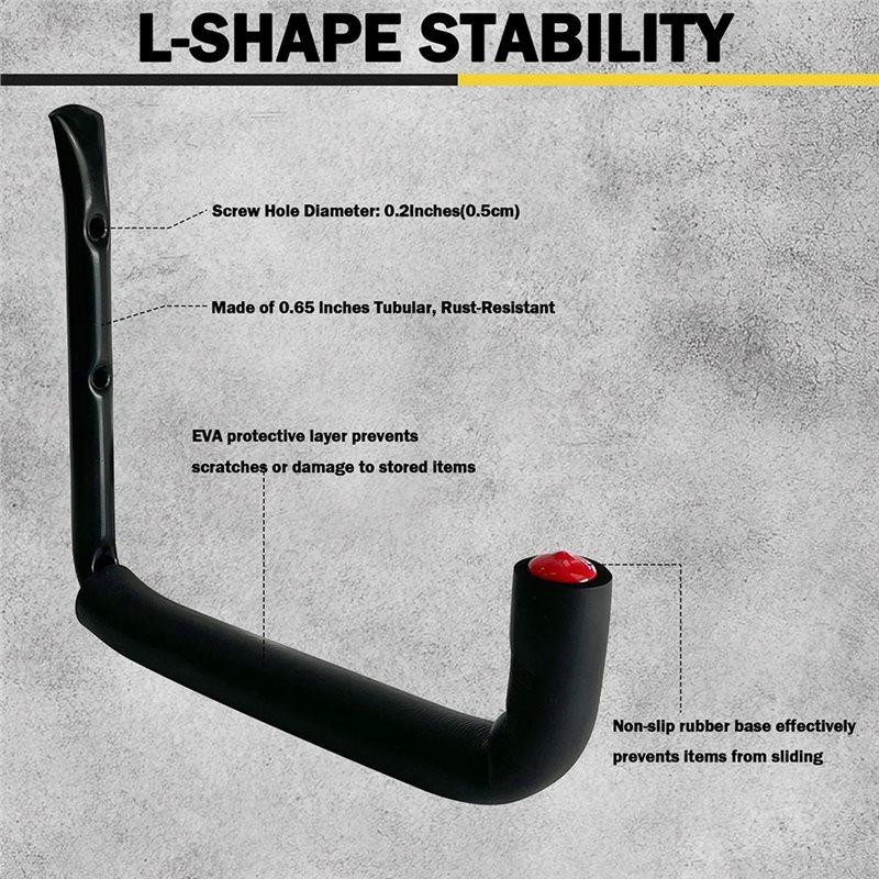 A25F-Wall Mounted Heavy-Duty Garage Hooks Set For Bikes, Ladders Tools-Organizer Hanger