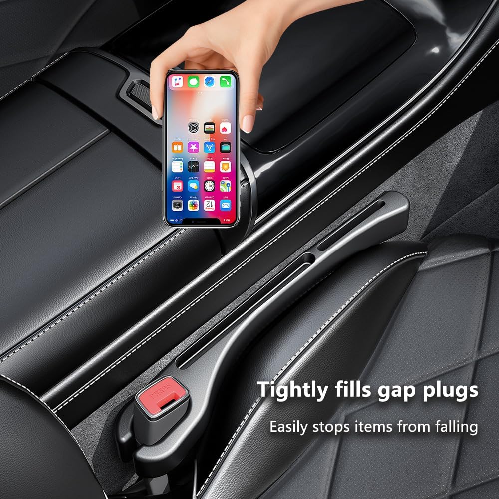 2PCS Car Seat Gap Filler Organizer,Upgrade Car Side Seat Gap Filler With Phone Holder,Multifunctional Car Seat Filler Gap Space Prevents Things