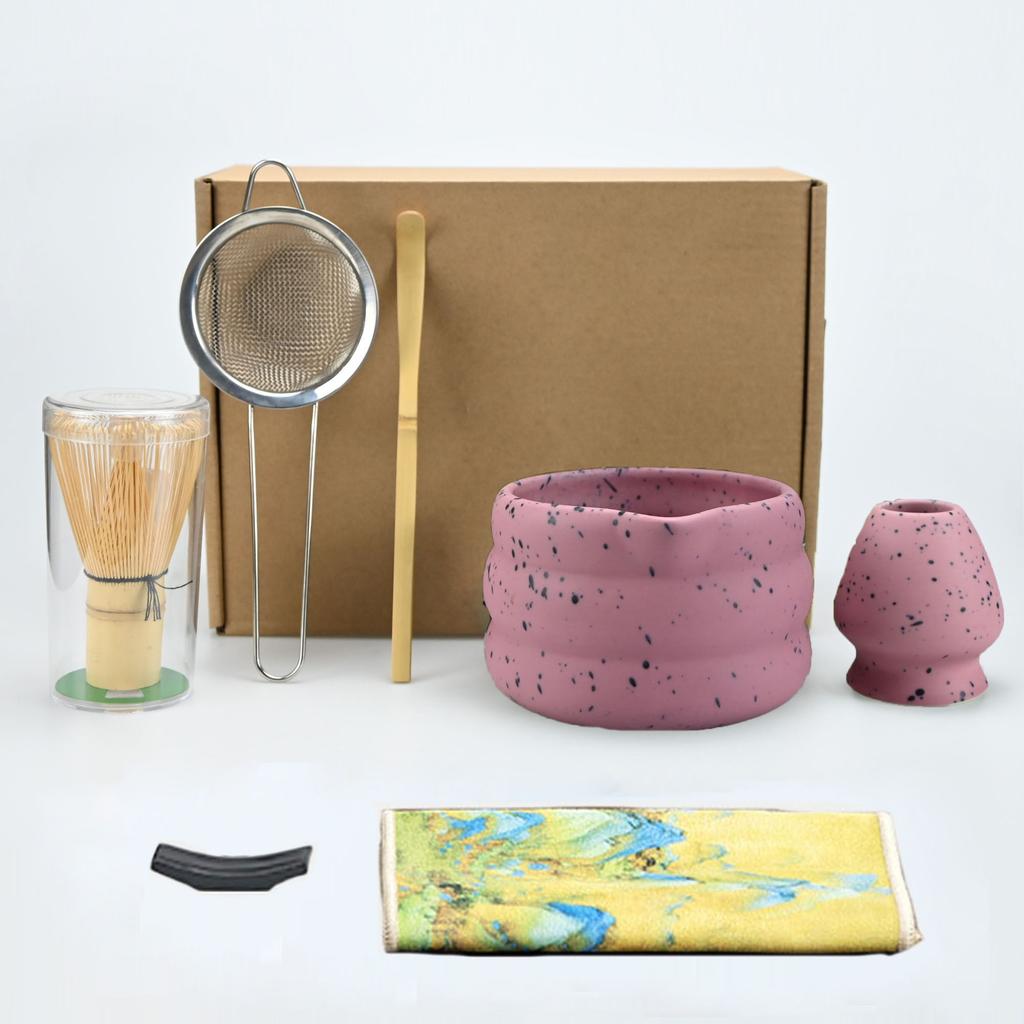 7pcs/set Japanese Style Matcha Tea Set With Tool Rack, Including Bowl, Whisk, Spoon, Great Gift For Ceremony, Traditional Japane