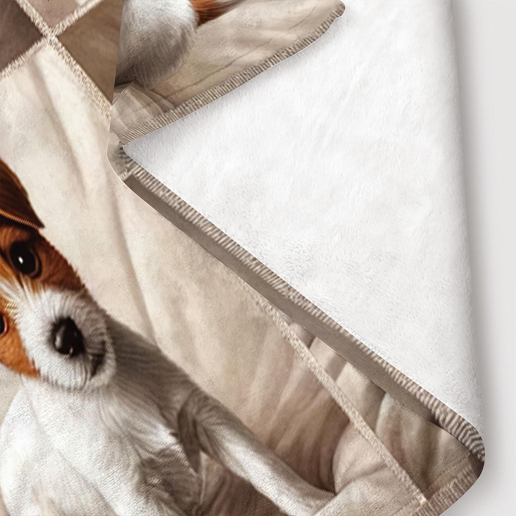 Deková přikrývka Jack Russell Teriér, Retro deka se psím potiskem pro pohovku, postel, kancelář, domácí dekorace