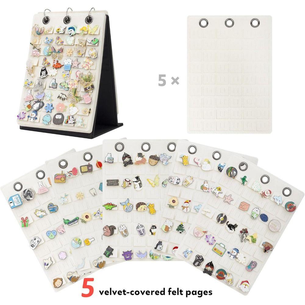 Felt Pin Display Stand Flip Top Badge Display Cases Portable Pin Trading Book Jewelry Organizer