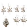 Holiday Decorative Picks Set of 6 with Glitter Finish for Use In Christmas Tree Decorations and Tabletop Arrangements