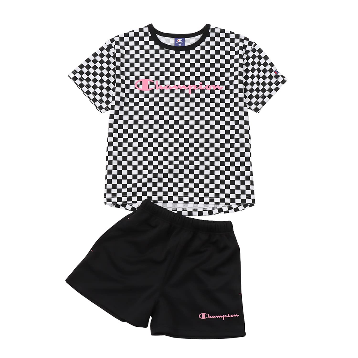 

Shorts Kids Short Sleeve Script Logo Suit School Girls Black 150 [Champion] T-Shirt T-Shirt CK-XSW05 чёрный
