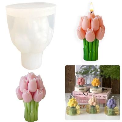 Reusable Tulip Bouquet Candle Molds DIY Handmade Flexible Silicone Silicone Soap Mold Soap Craft 3D Soap Making Mold