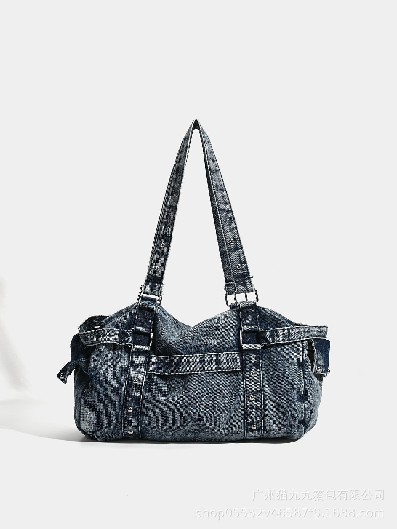 

Cowboy Bag, Large Capacity, Washable, Non Fading Texture, Versatile Sports Travel Bag, Fashionable Shoulder Bag, Hand-held Women s Bag синий