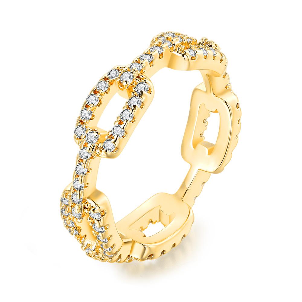 Schicke strahlende kubanische Gliederkettenringe für Damen Ice Out Mikro-Pavé Zirkonia Tennisring Modeschmuck Hiphop Rock Schmuck