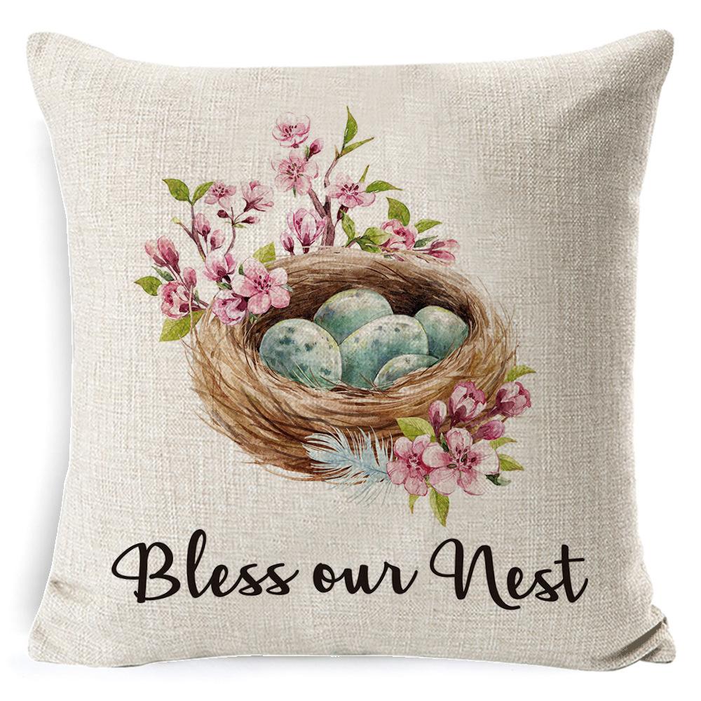 New Digital Printing Easter Theme Pillow Cover Cushion Cover Cute Bunny Truck Animal Pillow Cover