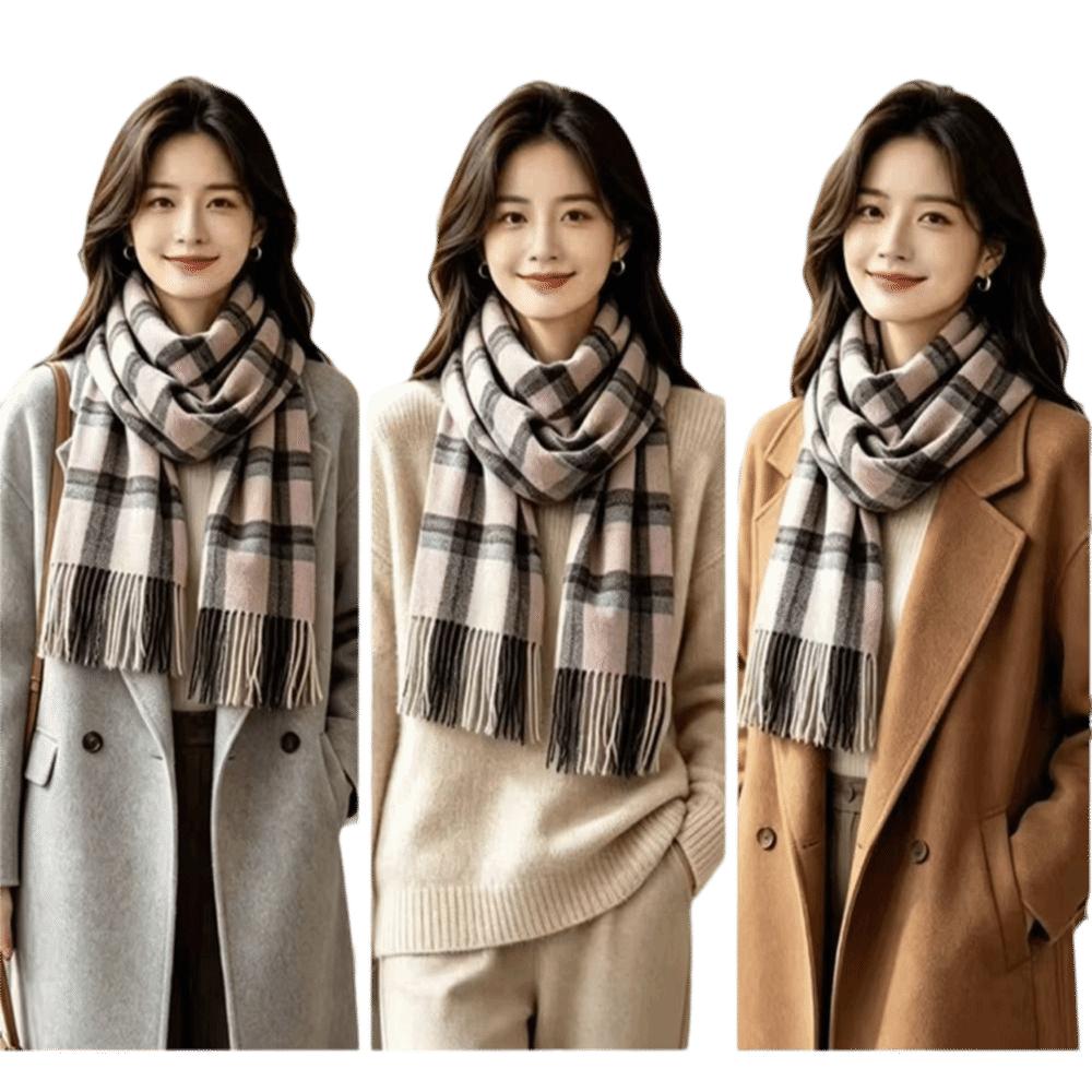 Windproof Cashmere Scarf Soft Shawl Wrap Universal Plaid Scarf  Winter