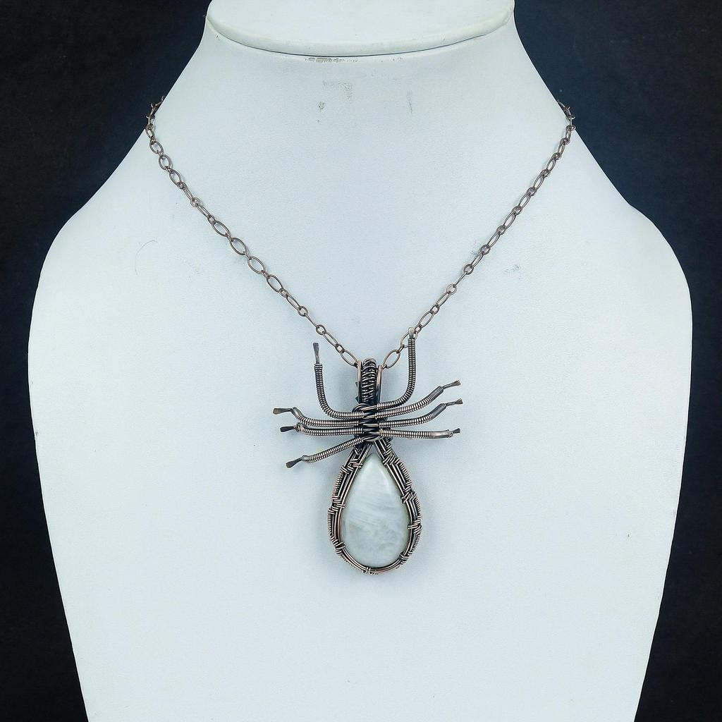 Rainbow Moonstone Pendant Gemstone Jewelry, 999 Copper Wire Wrapped Pendant, Handmade Beautiful Jewelry Pendant