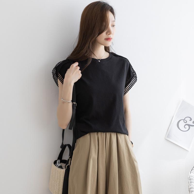 Dámské letní tričko s krátkým rukávem Top tričko s netopýřími rukávy s průstřihy Volné Velké Spodní díl