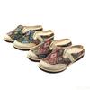 Ethnic Style Embroidered Shoes New Linen Breathable Half Slippers for Women with Soft Soles Women's Cloth Shoes for One Foot