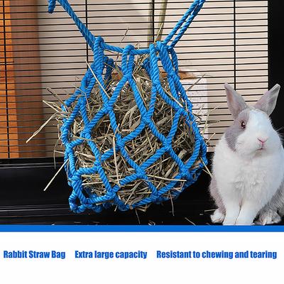 Sac d'herbe pour lapin Grande capacité Suspendu Sac distributeur de foin pour Cochon d'Inde, Cobaye, Totoro, Lapin, Fournitures pour animaux de compagnie