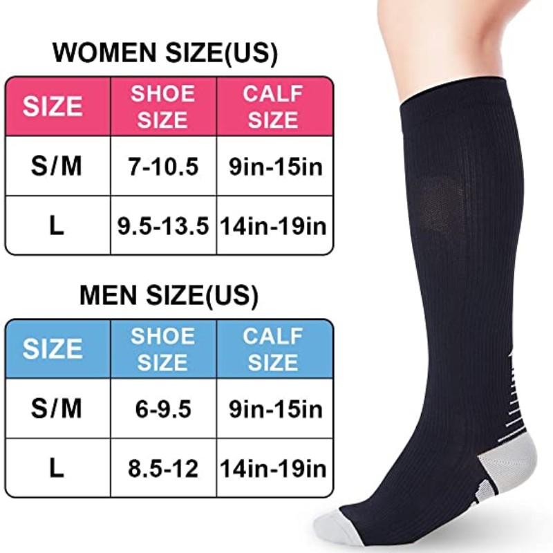 1/3 Pairs Compression Socks Knee High 20-30 Mmhg Fit Medical Edema Diabetes Varicose Veins Running Marathon Sports Socks