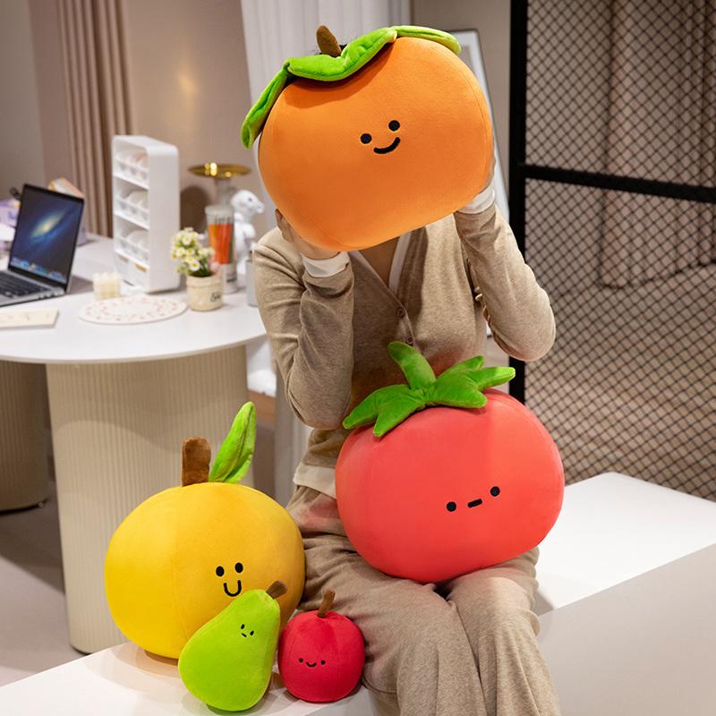 Peluche Frutta Faccina Sorridente Peluche Morbido Banana Pesca Cachi Pera Pomodoro Mela Peluche Carino Piccolo Accessorio Decorazione Casa Regalo