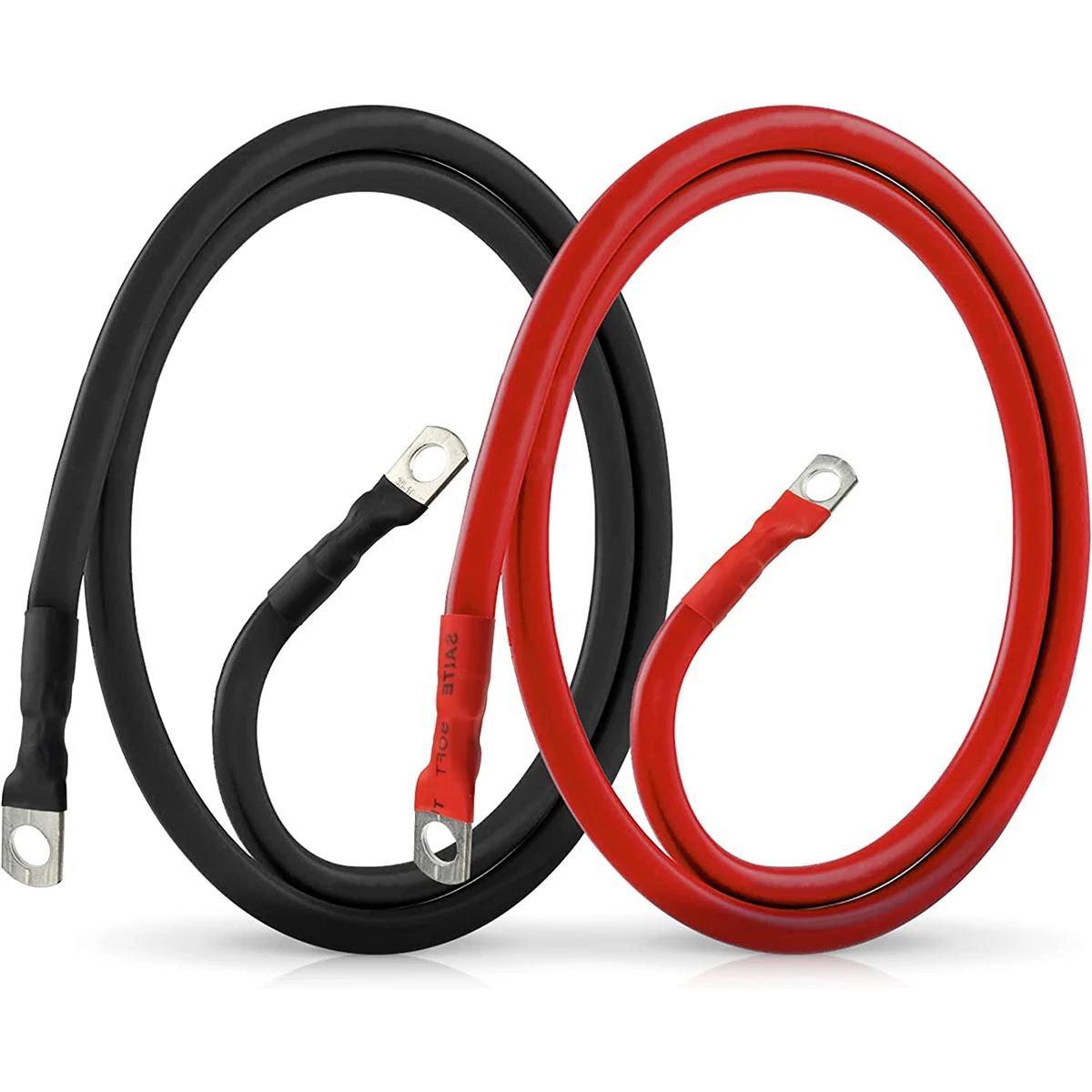 

2AWG 2inch Gauge Battery Cable Set with 3/8inch Lugs Durable Battery Power Inverter Cable Copper Power Inverter Wire for Car