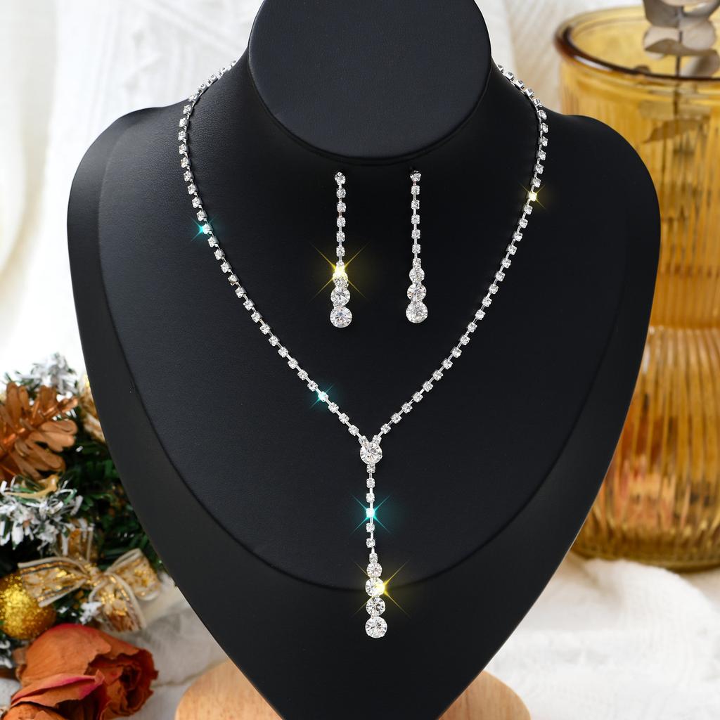 1 Set Of Fashionable And Simple Water Droplet Necklace, Earrings, Jewelry Set, Women's Wedding Banquet Party Daily Accessories