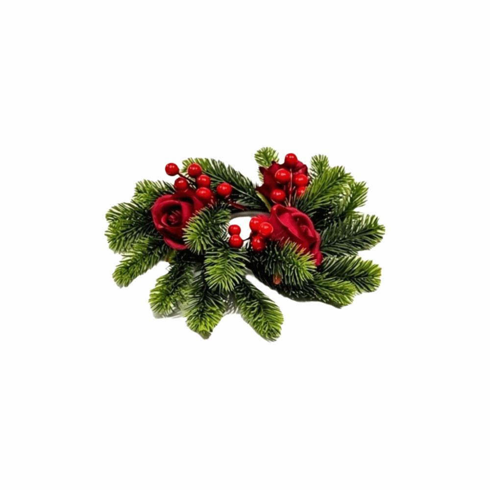 Bow/Flower Christmas Candle Ring Candlestick Wreaths Fireplace Mantel Decor
