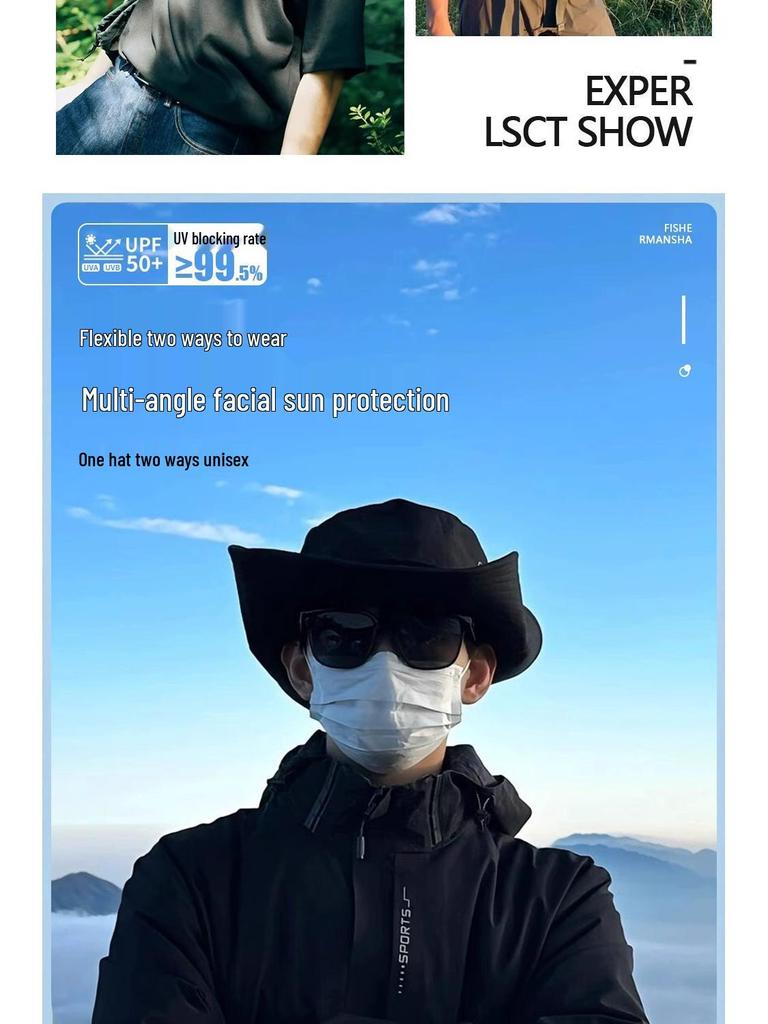 Unisex UV Protection Denim Sun Hat - Large Brim for Outdoor Hiking & Fishing