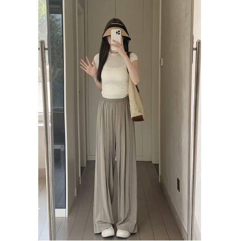 Summer New Lazy Drape Pleated Casual Design Straight Pants