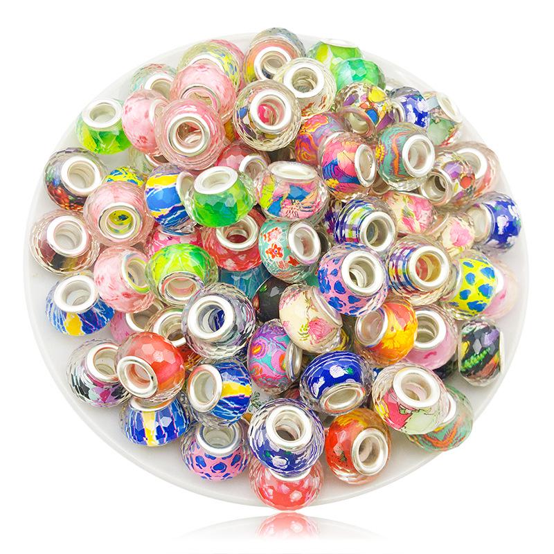 

Смешанные граненые цветные бусины - 10 Фрукты, Большое отверстие 5 мм, Модные аксессуары для браслета для девочки