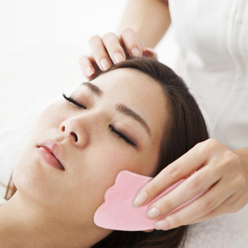 Rose Quartz Gouache Scraper For Face Natural Jade Stone Pink Quartz Gua Sha Scraping Board Acupuncture Health Massage Face Lift