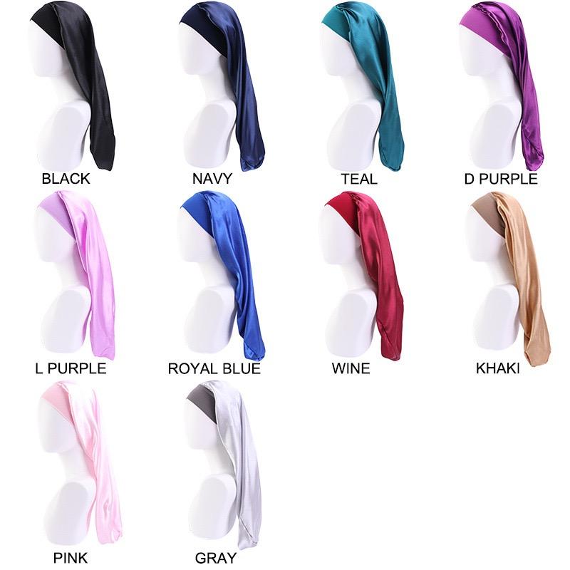 Long Women Hair Cap Wide Band Sleeping Night Hat Silk Hair Wraps Satin Bonnet
