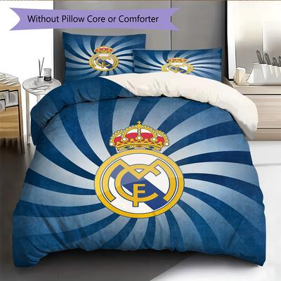Real Madrid C.F.  Pattern Bedding Quilt Set  Home Decoration  Gift (1 * Duvet Cover + 2 * Pillowcase  Without Core)