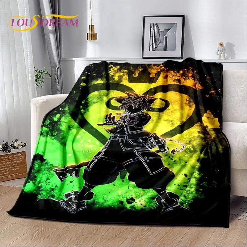 Cartoon Kingdom Hearts Spiele 3D Weiche Flanelldecke für Betten Schlafzimmer Sofa Picknick, Überwurfdecke zum Zudecken im Freien Freizeit Geschenk