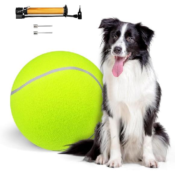 Juome Herding Ball for Dogs, 10" Dog Herding Balls with Soccer Cloth Cover Hand Pump, Interactive Dog Toys for Small & Medium Dogs