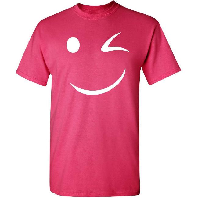 Happy Wink Smile Face Winking Funny T Shirt | Funny Shirts for Men Casual Style | Novelty T-Shirts USA Printed Shirt