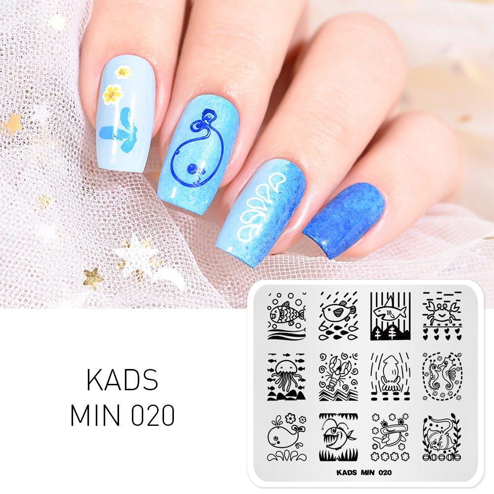 KADS MIN 020 Stamping Plates Ocean Style Aquatic Creatures Template Beauty Tools Nails Stamp Plate