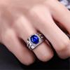 S925 Silver Ring Blue Diamond Men's Ring Myanmar Natural Sapphire Ring 18K Gold Plated Popular Ring