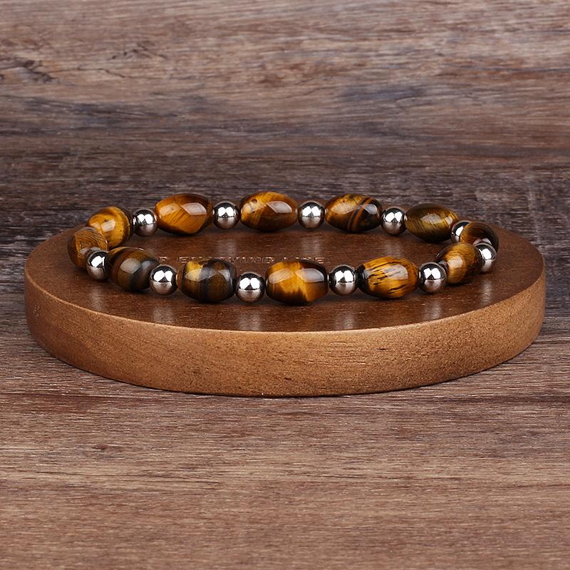 Natürlicher facettierter Tigeraugenstein Reiki-Armbänder Herren Mode Energie Hämatit-Perlen Armbänder für Frauen Seelen Schmuck Geschenk Pulsera