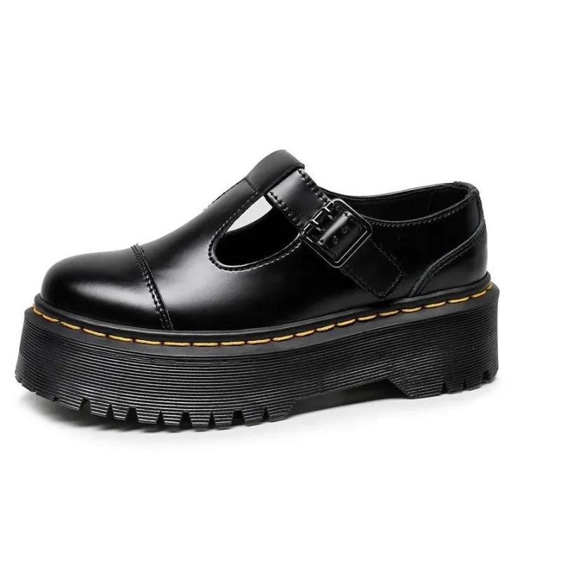 

Martin boots platform lettering Mary Jane women s shoes, genuine leather low-top small leather shoes, first layer Crazy Horse Brown 42 чорний