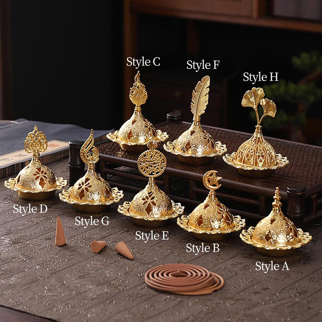 Arabic Incense Burner Candlestick Holder Ornament Metal Censer Cone for Yoga