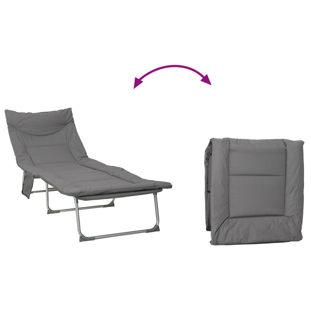 Folding Sun Lounger with Cushion Anthracite