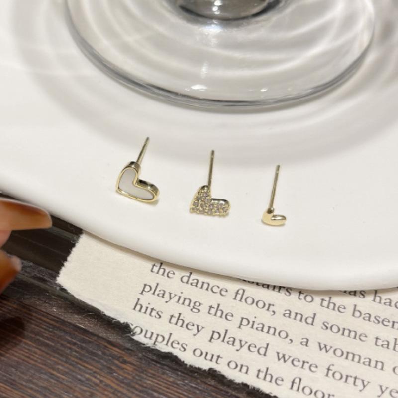 Niche Heart Combination Earrings Light Luxury High-end Temperament 100% Match Dainty Exquisite Women's Daily Versatile Earrings