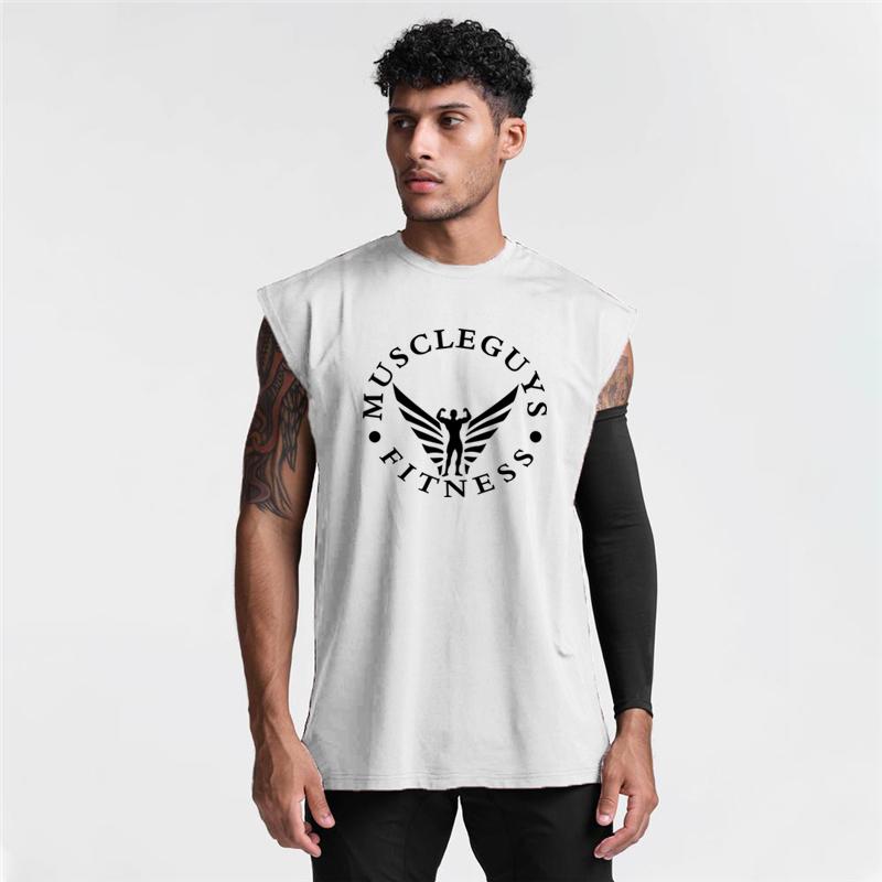 Muscleguys Profesjonalna Odzież na Siłownię dla Mężczyzn Trening Bieganie Podkoszulki Mężczyźni Mięśnie Kamizelki Fitness Koszulka Bez Rękawów z Nadrukiem MUSCLEGUYS Kulturystyka
