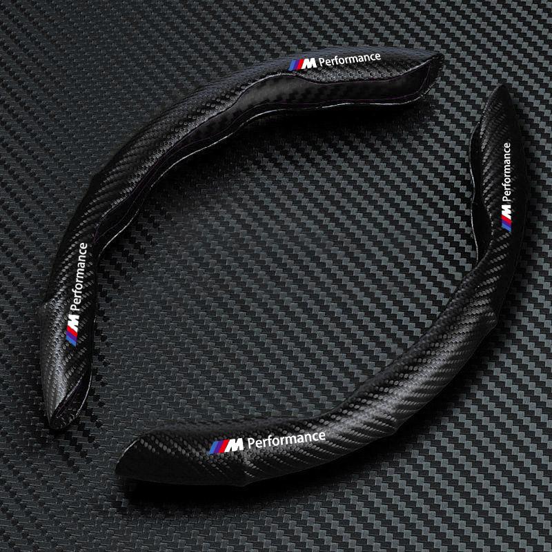 2Pcs Car Steering Wheel Cover Carbon Fiber Sports Ultra-thin Non-slip Card Cover For Bmw M Performance M3 M5 M6 F01 F20 F13 F30 F34