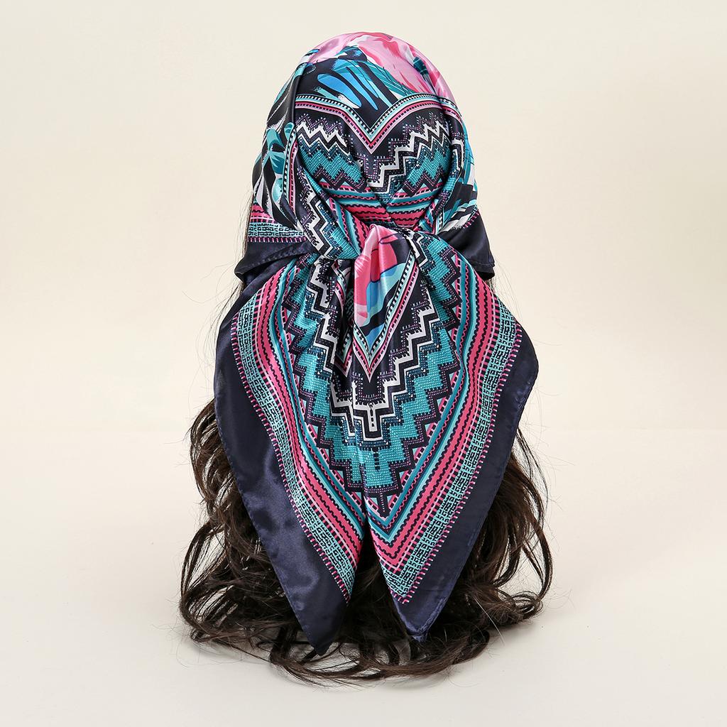 90*90cm Women Scarf Silk Feeling Hair Neck Square Brand Office Bandanna Muffler Waiter Flight Attendants Handkerchief Rings Wrap