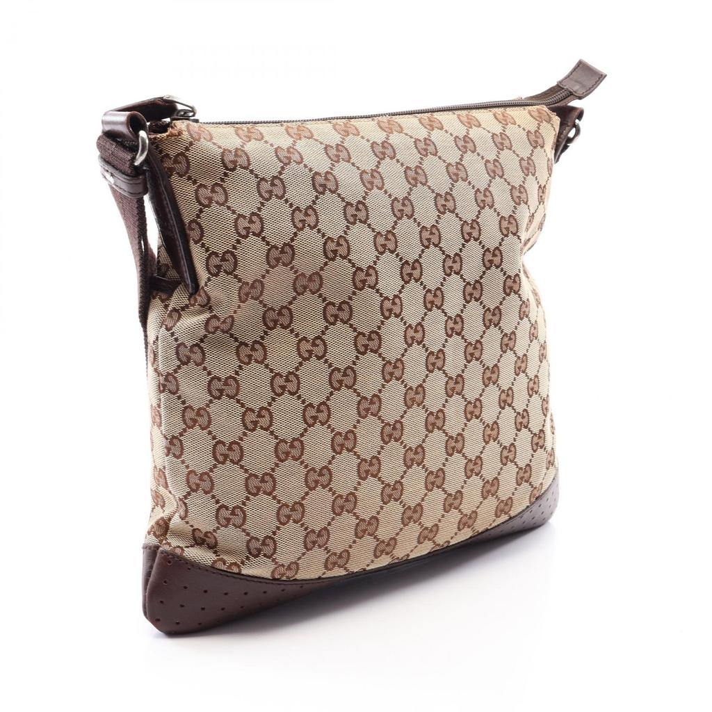 Used GUCCI GG canvas Shoulder Bag 145857 canvas leather Beige Brown Used Women