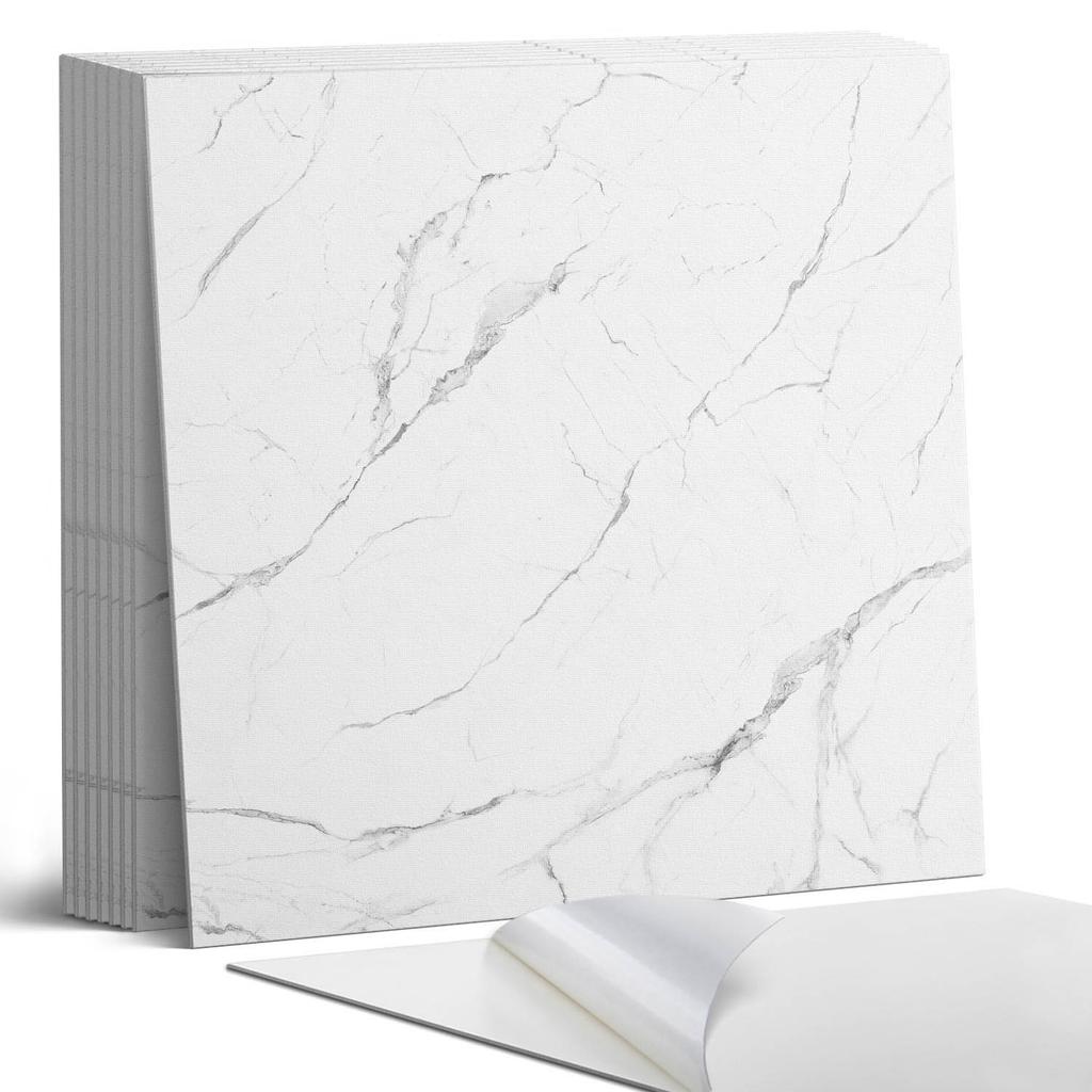Set of Self-Adhesive PVC Tiles Marble Pattern with Veins 9x30x30 cm